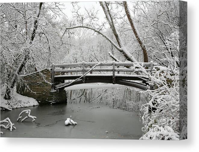Bridge Canvas Print featuring the photograph Bridge in Winter by Timothy Johnson