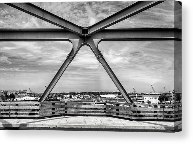 Nh Canvas Print featuring the photograph Bridge View in Portsmouth NH by Betty Denise