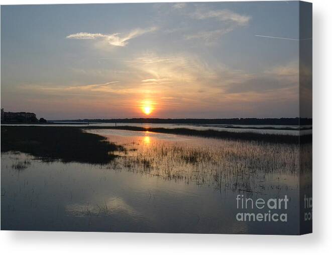 Sunset Canvas Print featuring the photograph Broad Creek Sunset by Carol Bradley