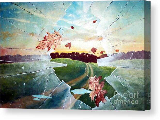 Window Canvas Print featuring the painting Broken Pane by Christopher Shellhammer