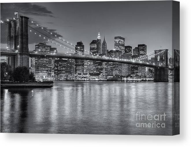 Clarence Holmes Canvas Print featuring the photograph Brooklyn Bridge Twilight II by Clarence Holmes