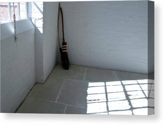 Broom Canvas Print featuring the photograph Broom in a corner. by Elena Perelman