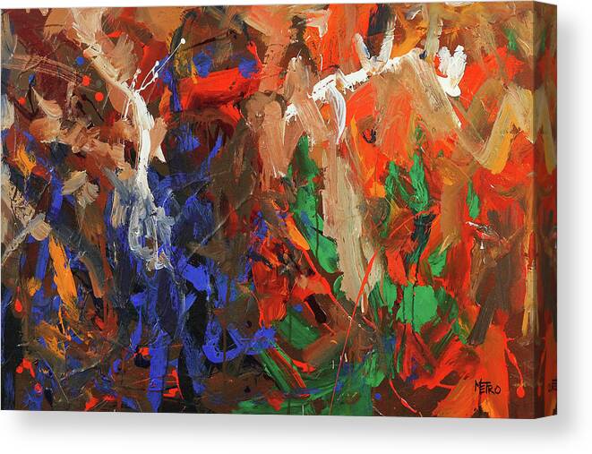 Abstract Canvas Print featuring the painting Brothers in Charm by Ron Krajewski