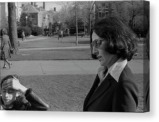 Brown University Canvas Print featuring the photograph Brown University Student and his Mother, 1975 by Jeremy Butler