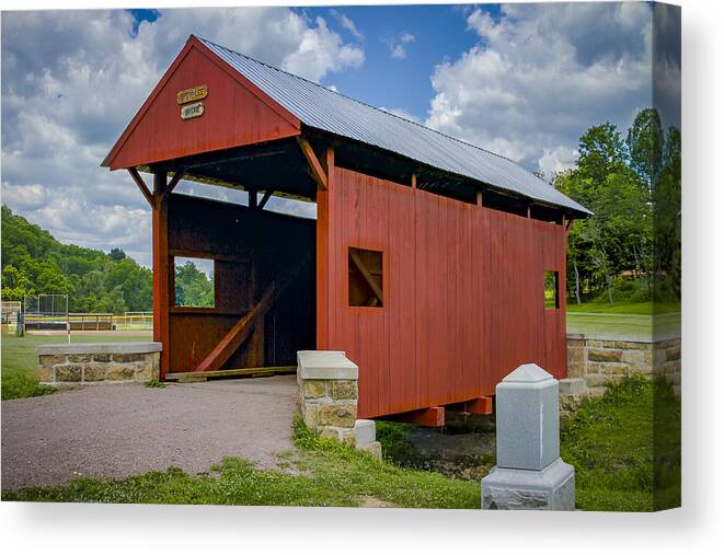 America Canvas Print featuring the photograph Brownlee or Scott Covered Bridge by Jack R Perry