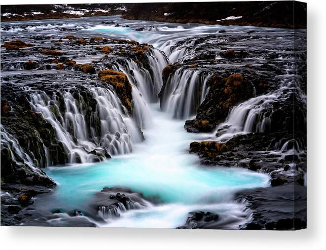 Bruarfoss Canvas Print featuring the photograph Bruatfoss Convergence by David Soldano