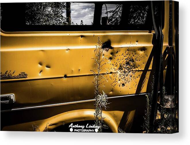  Canvas Print featuring the photograph Buck Shot Old Van by Anthony Lindsay