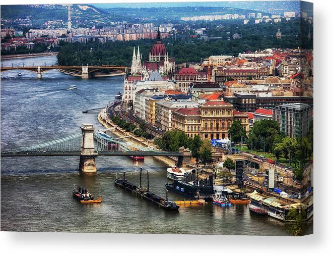 Budapest Canvas Print featuring the photograph Budapest Cityscape in Hungary by Artur Bogacki