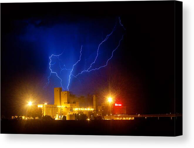 Anheuser-busch Canvas Print featuring the photograph Budweiser Powered by Lightning by James BO Insogna