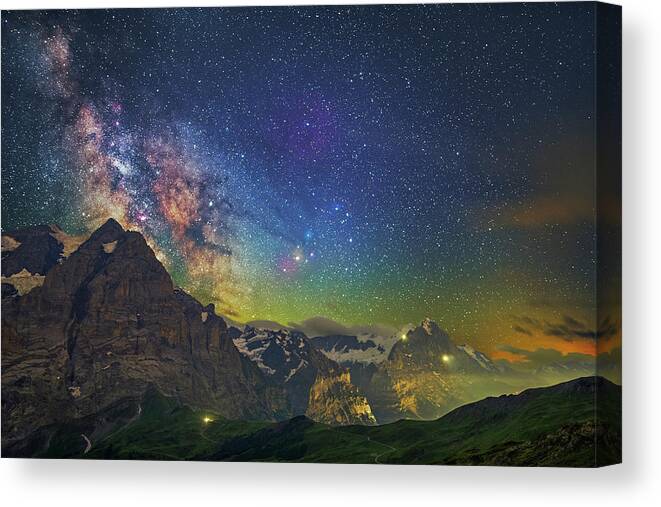 Mountains Canvas Print featuring the photograph Burning Skies by Ralf Rohner
