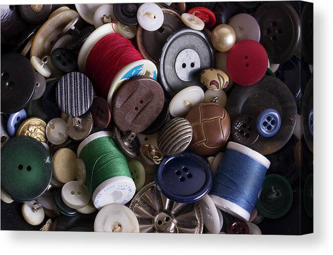Thread Canvas Print featuring the photograph Buttons And Bobbins by Mike Eingle