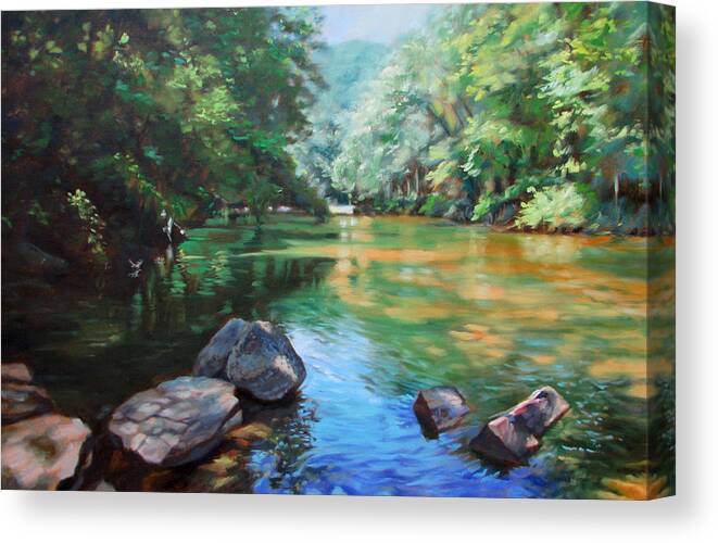 Aquatic Canvas Print featuring the painting By the River by Bonnie Mason