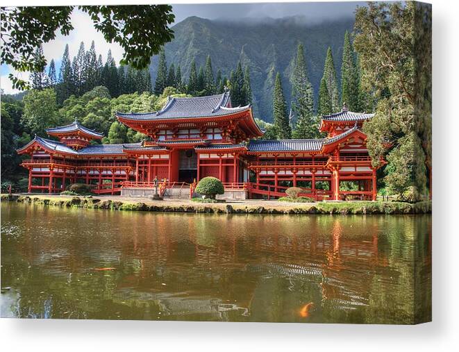 Byodo-in Canvas Print featuring the photograph Byodo-In by Jeff Cook