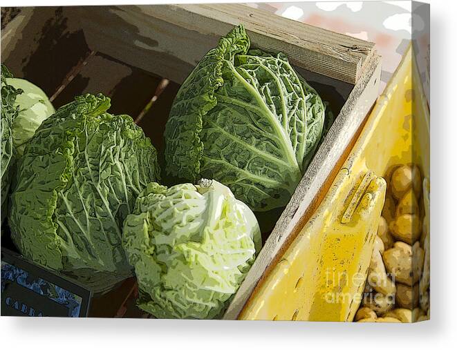 Market Canvas Print featuring the photograph Cabbages by Jeanette French