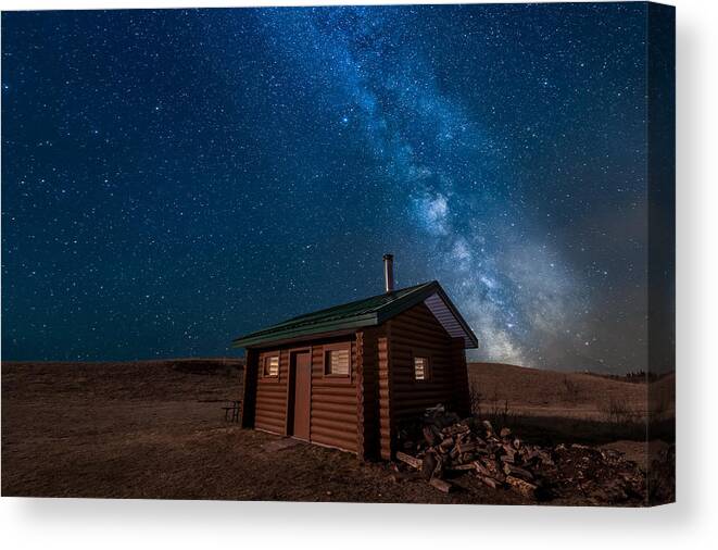 Milky Way Canvas Print featuring the photograph Cabin In The Night by Nebojsa Novakovic