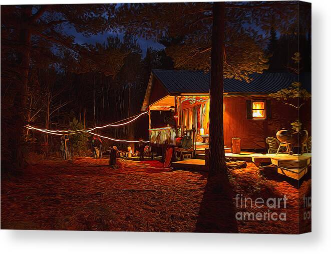 Minnesota Canvas Print featuring the photograph Cabin in the Woods by Lori Dobbs