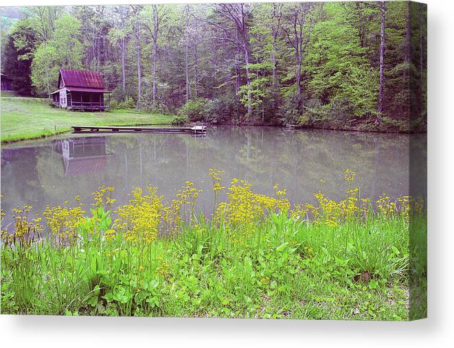 Cabin Canvas Print featuring the photograph Cabin Reflection by Alan Lenk