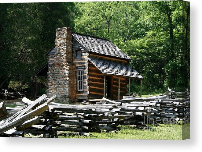 Cades Cove Canvas Print featuring the photograph Cade's Cove Cabin by John Black