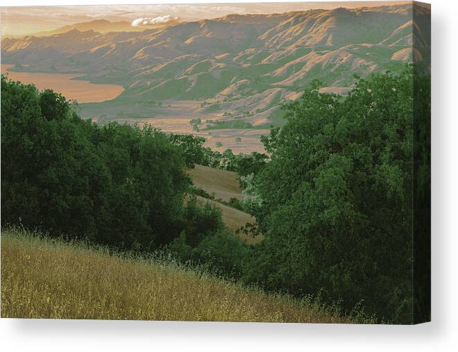 Sunol Valley Canvas Print featuring the photograph Calaveras Reservoir, Sunol Valley, Santa Clara County, California Abstract by Kathy Anselmo
