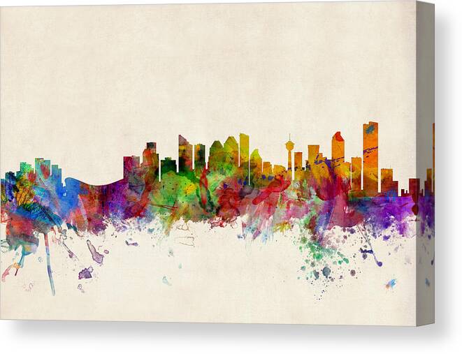 City Skyline Canvas Print featuring the digital art Calgary Skyline by Michael Tompsett