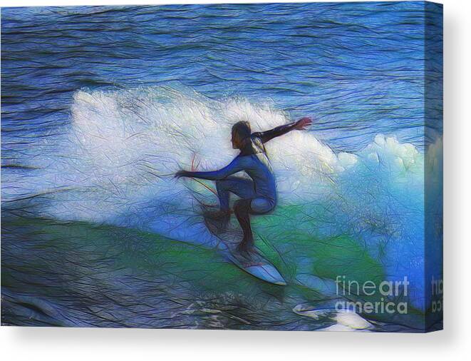 Surfing Canvas Print featuring the photograph California Surfer Abstract Nbr 15 by Scott Cameron