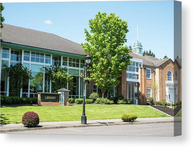 Camas Library Canvas Print featuring the photograph Camas Library by Tom Cochran
