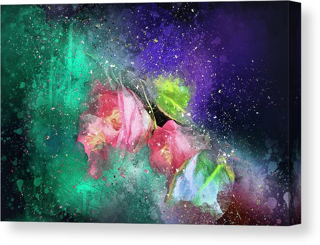 Camellia Canvas Print featuring the photograph Camellias In A Galaxy Far Far Away by Kay Brewer