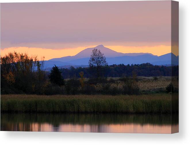 Dead Creek Canvas Print featuring the photograph Camel's Hump Mountain from Dead Creek by John Burk