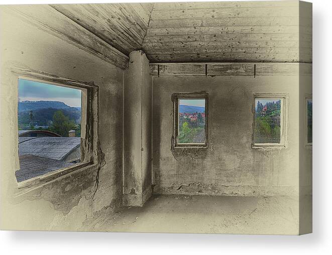 Luoghi Abbandonati Canvas Print featuring the photograph Camera Con Vista - A Room With A View by Enrico Pelos