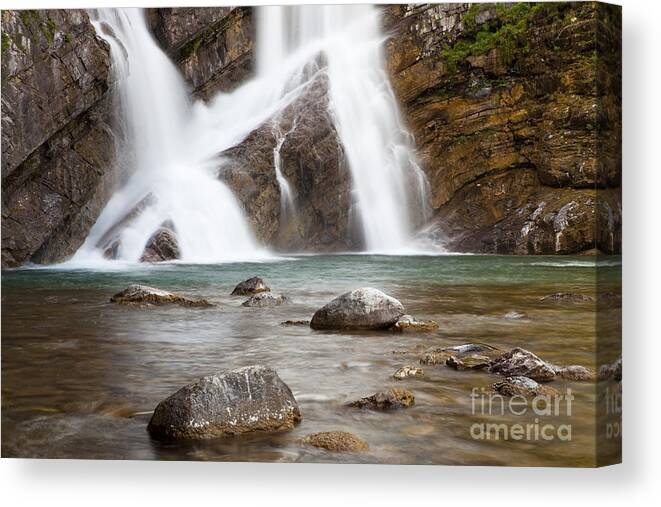 Canada Canvas Print featuring the photograph Cameron Falls in Waterton Lakes National Park by Bryan Mullennix