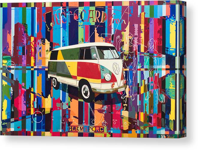 Vw Bus Canvas Print featuring the painting Camouflage by Alfred Degens