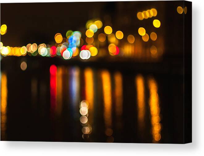 Abstract Canvas Print featuring the photograph Canal lights by Marcus Karlsson Sall