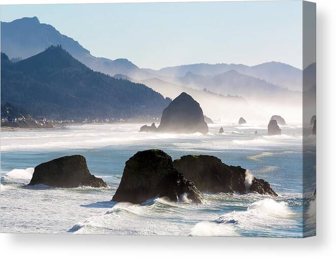 Cannon Beach Canvas Print featuring the photograph Cannon Beach on the Oregon Coast by David Gn