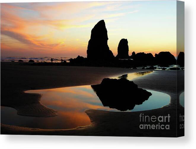 Cannon Beach Canvas Print featuring the photograph Cannon Beach Sunset by Bob Christopher