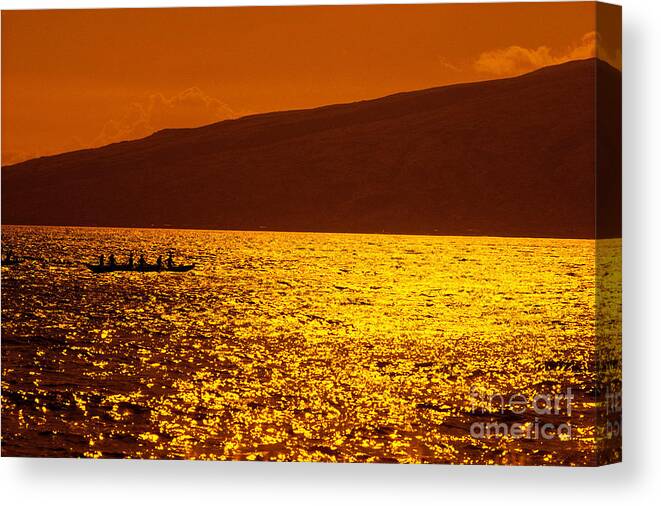 A13e Canvas Print featuring the photograph Canoe Paddling At Sunset by Dana Edmunds - Printscapes
