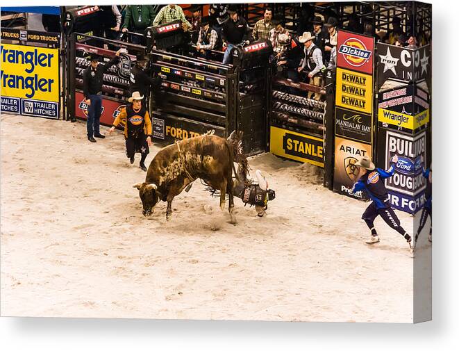 Bull Riding Canvas Print featuring the photograph Can't Ride Them All by Charles McCleanon