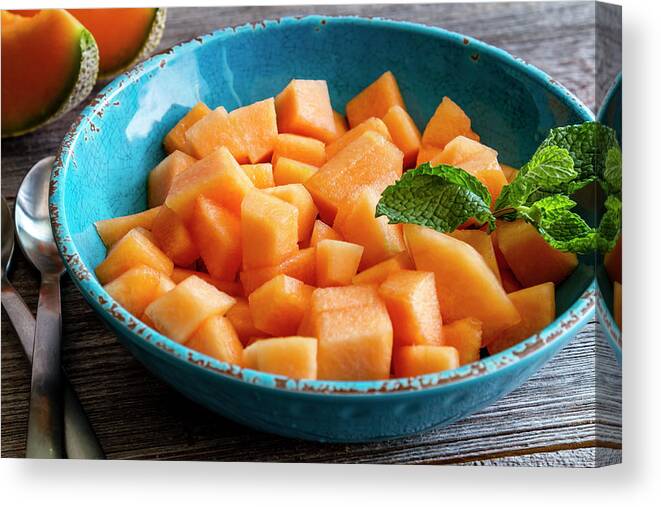Cantaloupe Canvas Print featuring the photograph Cantaloupe for Breakfast by Teri Virbickis