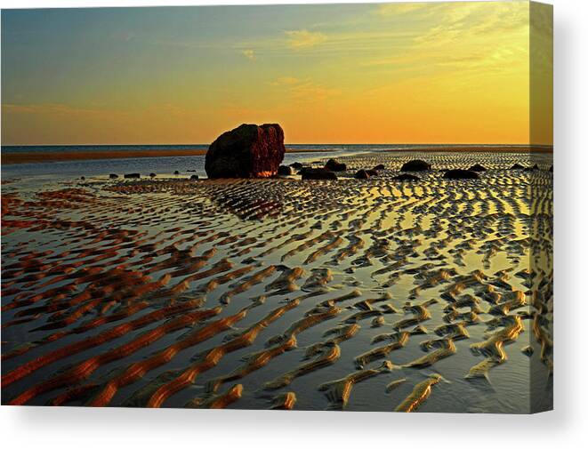 Cape Cod Bay Canvas Print featuring the photograph Cape Cod Dawning by Dianne Cowen Cape Cod Photography