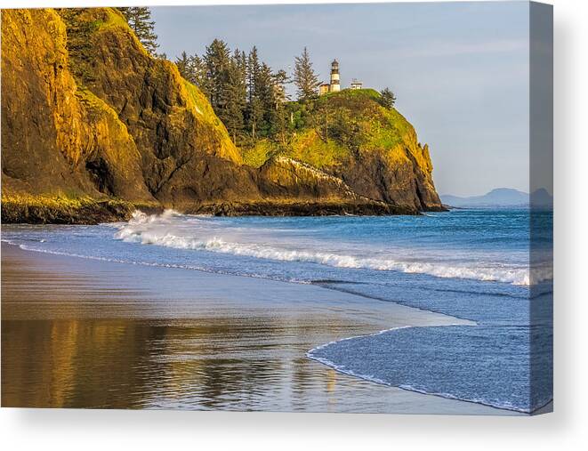 Beach Canvas Print featuring the photograph Cape Disappointment Lighthouse by Ken Stanback