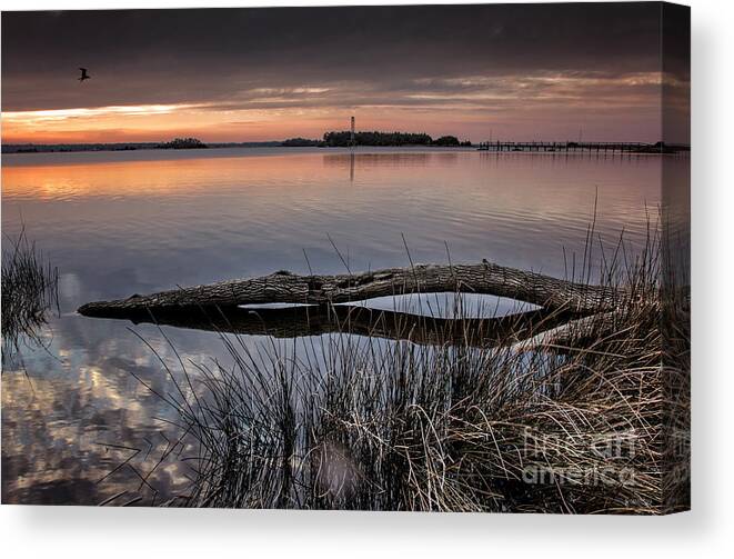 Sunset Print Canvas Print featuring the photograph Cape Fear Sunset Serenity by Phil Mancuso