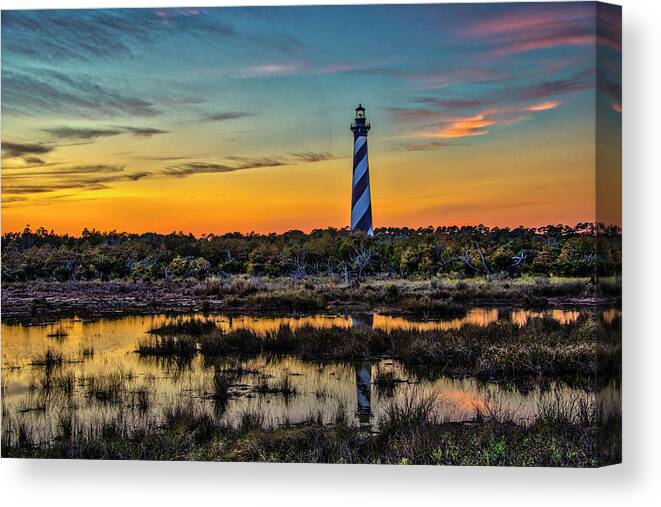 Landscape Canvas Print featuring the photograph Cape Hatteras Lighthouse by Donald Brown