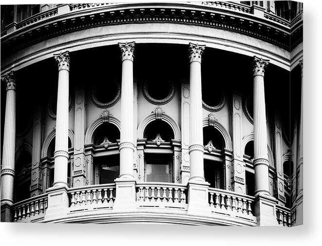 Austin Texas Capitol Architecture Canvas Print featuring the photograph Capitol Colums by John Gusky