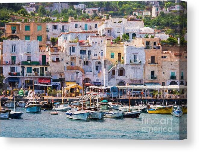 Capri Canvas Print featuring the photograph Capri Boat harbor by Patti Schulze