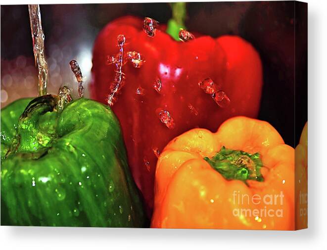 Photography Canvas Print featuring the photograph Capsicum in the Wash by Kaye Menner