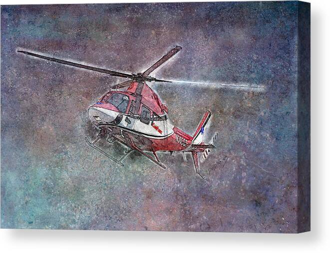 Helicopter Canvas Print featuring the mixed media Care Flight by David Wagner
