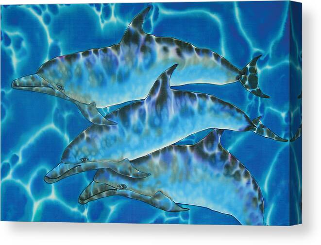 Dolphin Canvas Print featuring the painting Caribbean Bottlenose by Daniel Jean-Baptiste