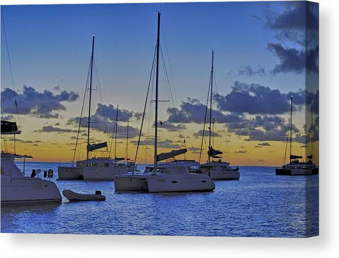 Sail Boats Canvas Print featuring the photograph Caribbean Moorings by Kristina Deane