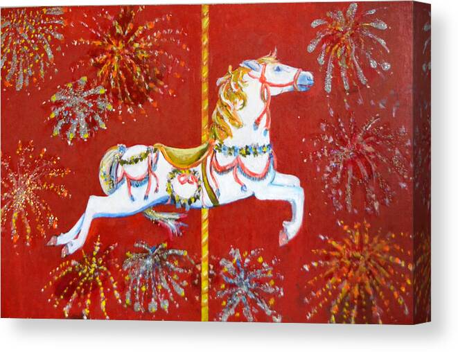 Carousel Canvas Print featuring the painting Carousel Horse by Olga Kaczmar