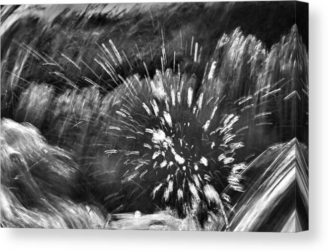 Abstract Canvas Print featuring the photograph Cascade Abstract - Black and White by Stuart Litoff