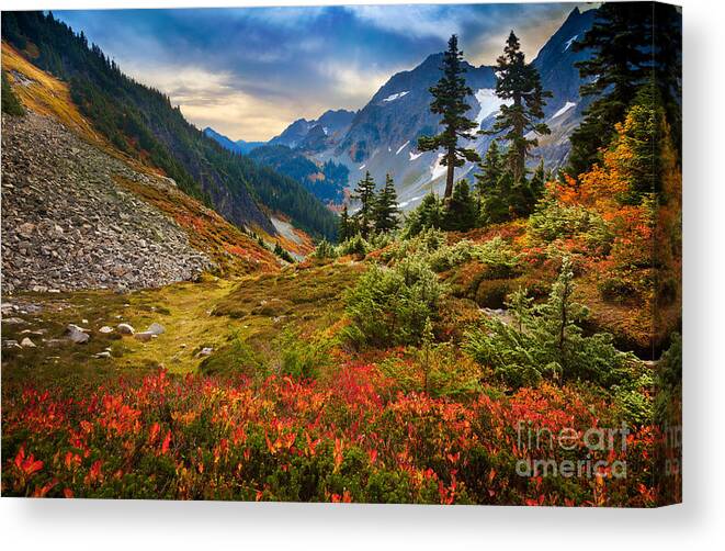 America Canvas Print featuring the photograph Cascade Pass Fall by Inge Johnsson